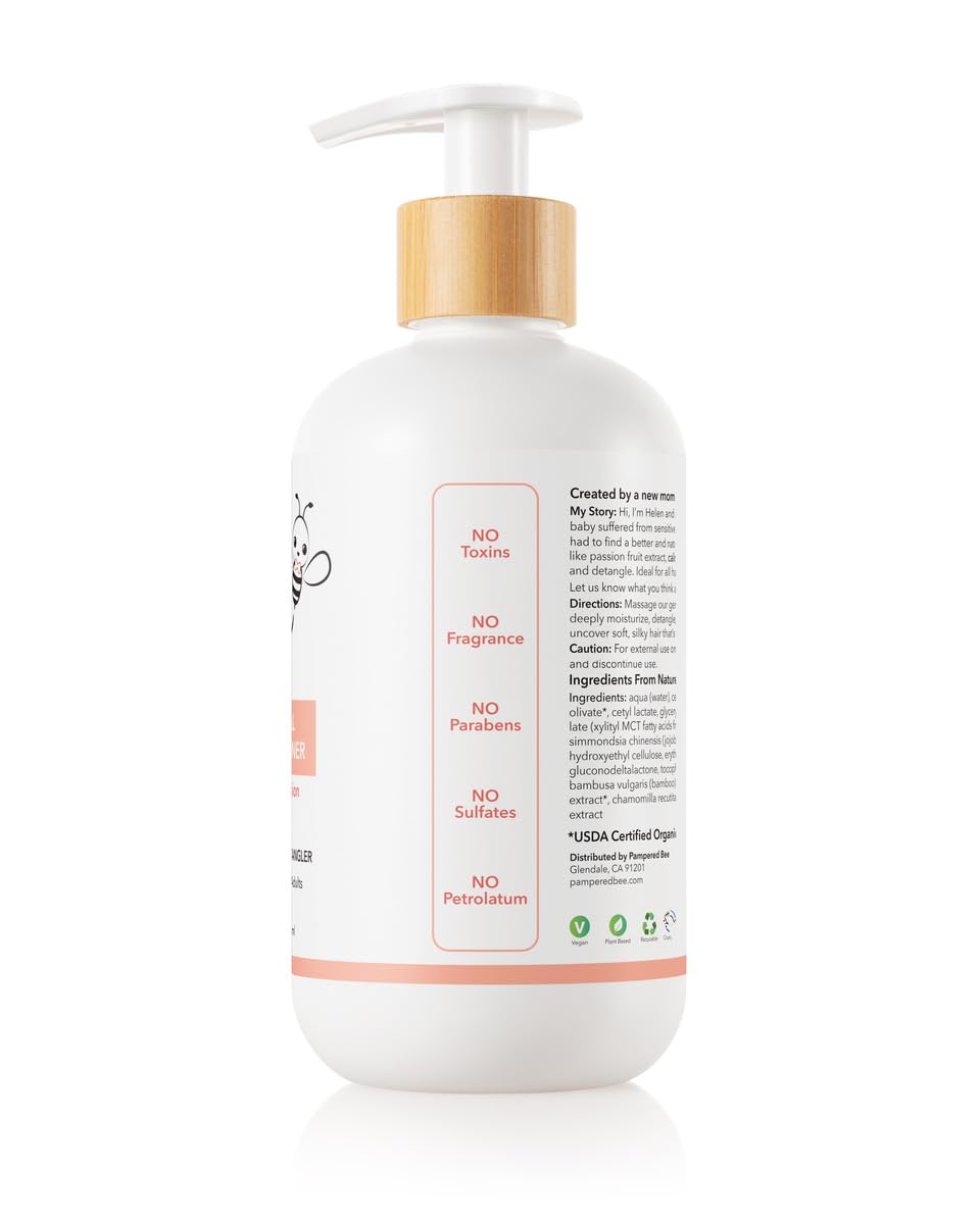 Pampered Bee All Natural Hair Conditioner for Newborns, Toddlers & Kids – Tropical Fusion, 12 Fl Oz
