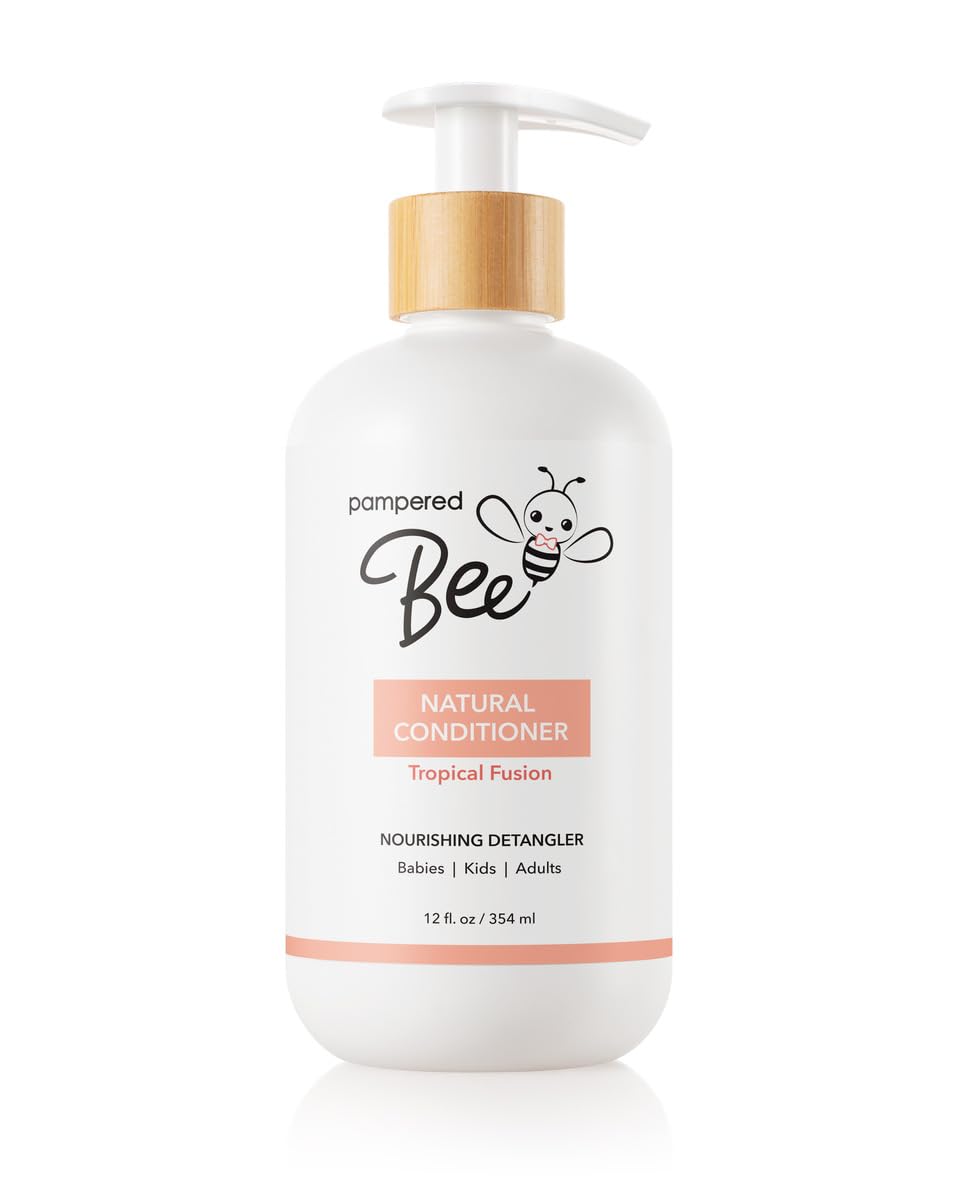Pampered Bee All Natural Hair Conditioner for Newborns, Toddlers & Kids – Tropical Fusion, 12 Fl Oz