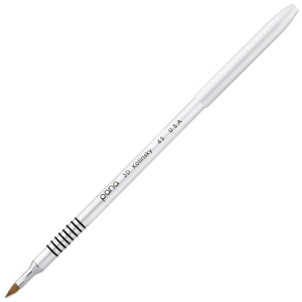 PANA 3D Kolinsky Acrylic Nail Art Brush #4 – Silver Non-Slip Grip for 3D Flower Nails