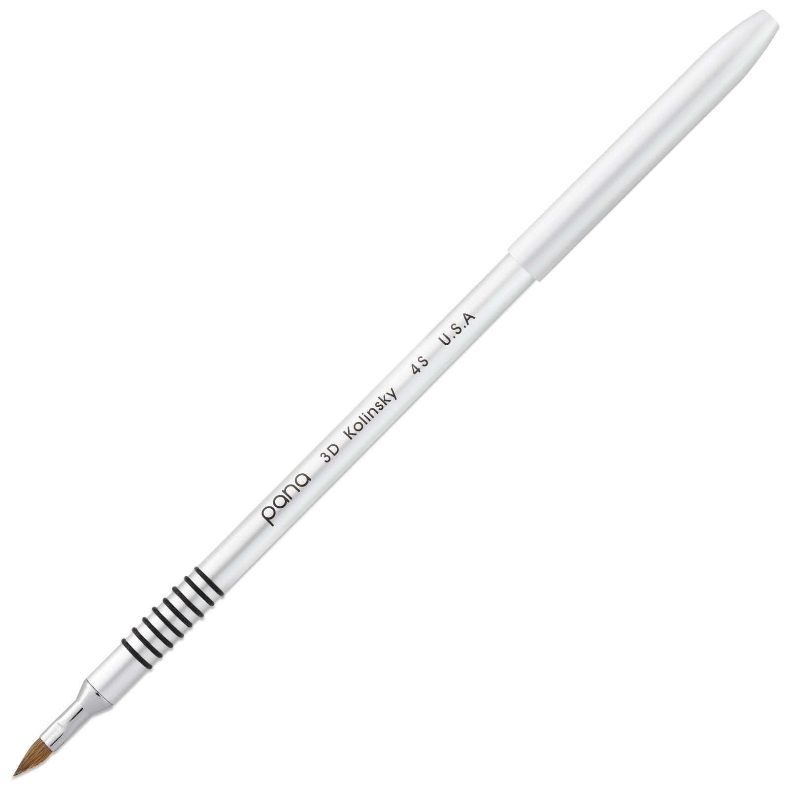 PANA 3D Kolinsky Acrylic Nail Art Brush #4 – Silver Non-Slip Grip for 3D Flower Nails