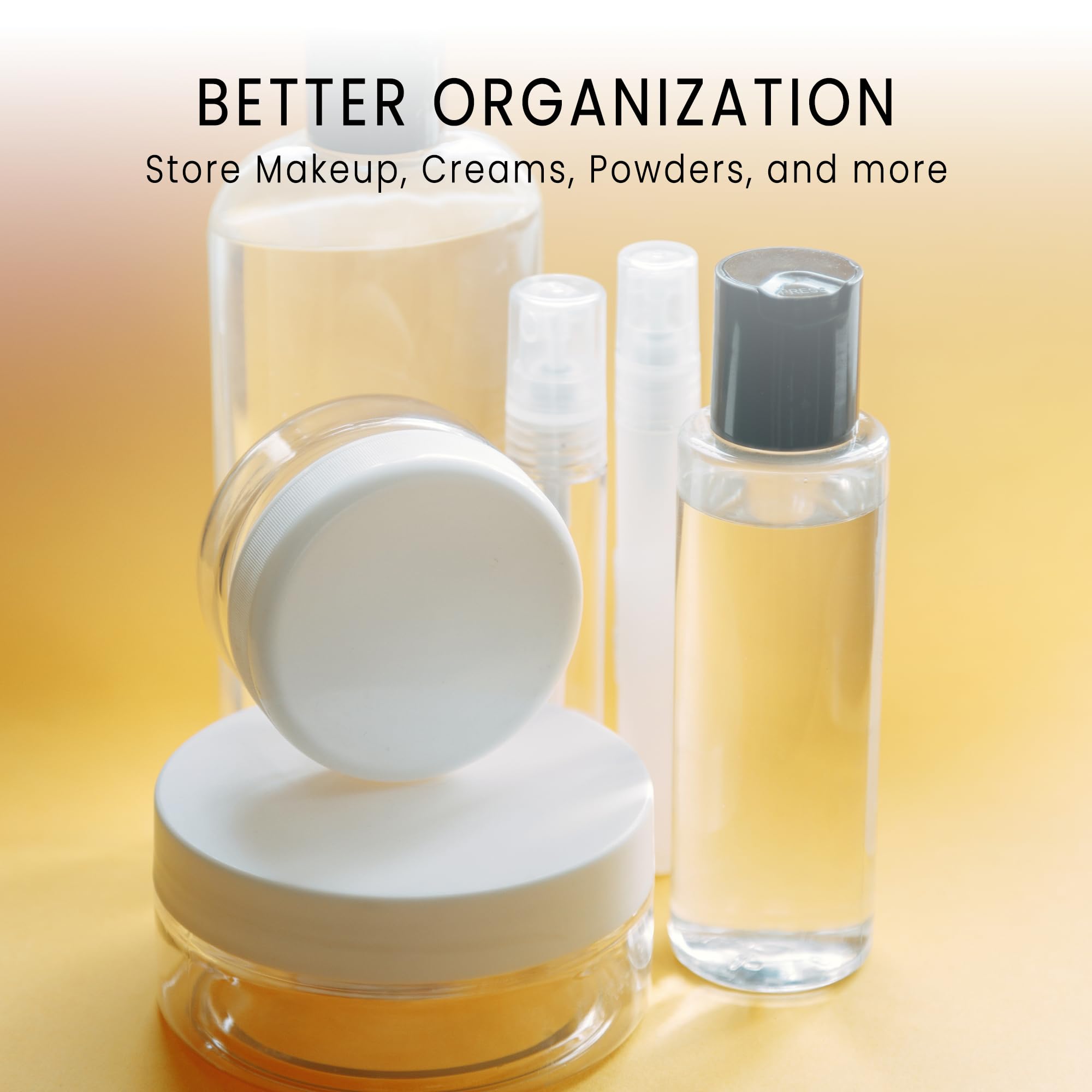 PANA Beauticom 5G/5ML Round Jars – Clear with White Lids, 200-Pack