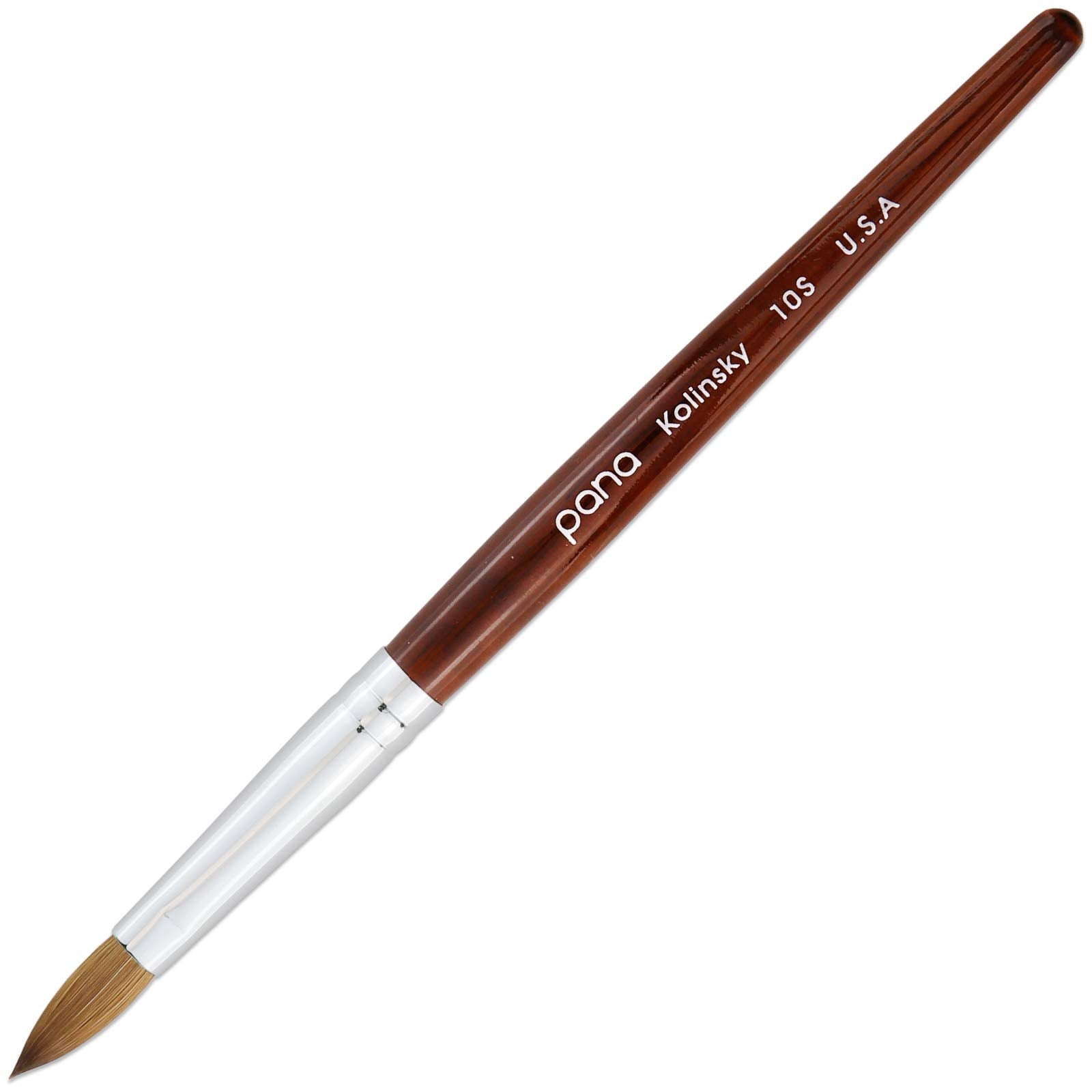 PANA 100% Pure Kolinsky Nail Brush – Oval Crimped Bristles, Mahogany Wood Handle (Size 10) | Professional Salon Quality