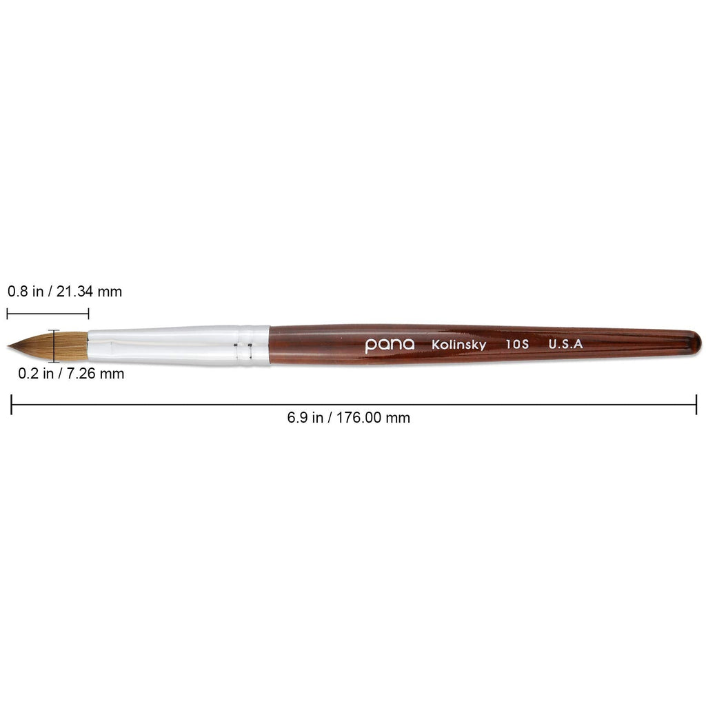 PANA 100% Pure Kolinsky Nail Brush – Oval Crimped Bristles, Mahogany Wood Handle (Size 10) | Professional Salon Quality
