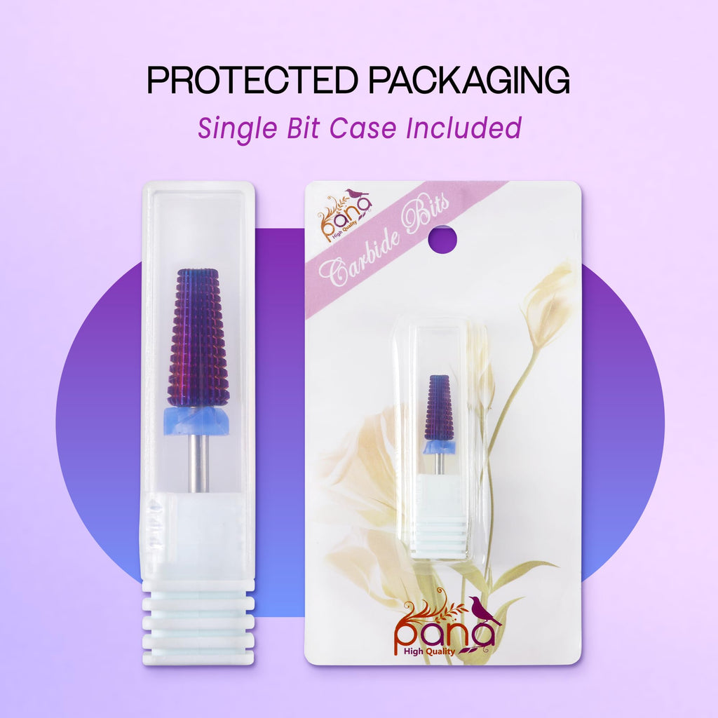 PANA Nail Carbide 5-in-1 Bit – Two-Way Rotation, Left/Right Handed, Acrylic & Hard Gel Removal, 3/32 Shank, Purple (Medium)