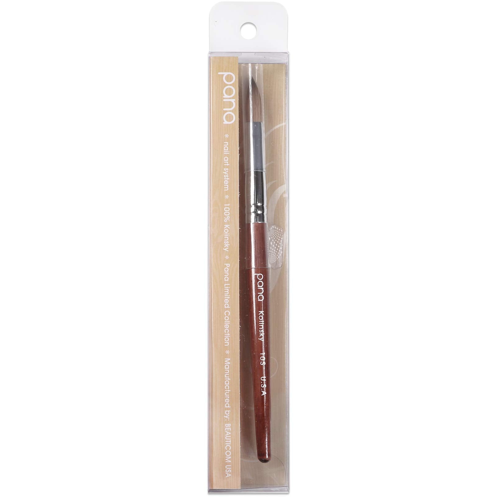 PANA 100% Pure Kolinsky Nail Brush – Oval Crimped Bristles, Mahogany Wood Handle (Size 10) | Professional Salon Quality
