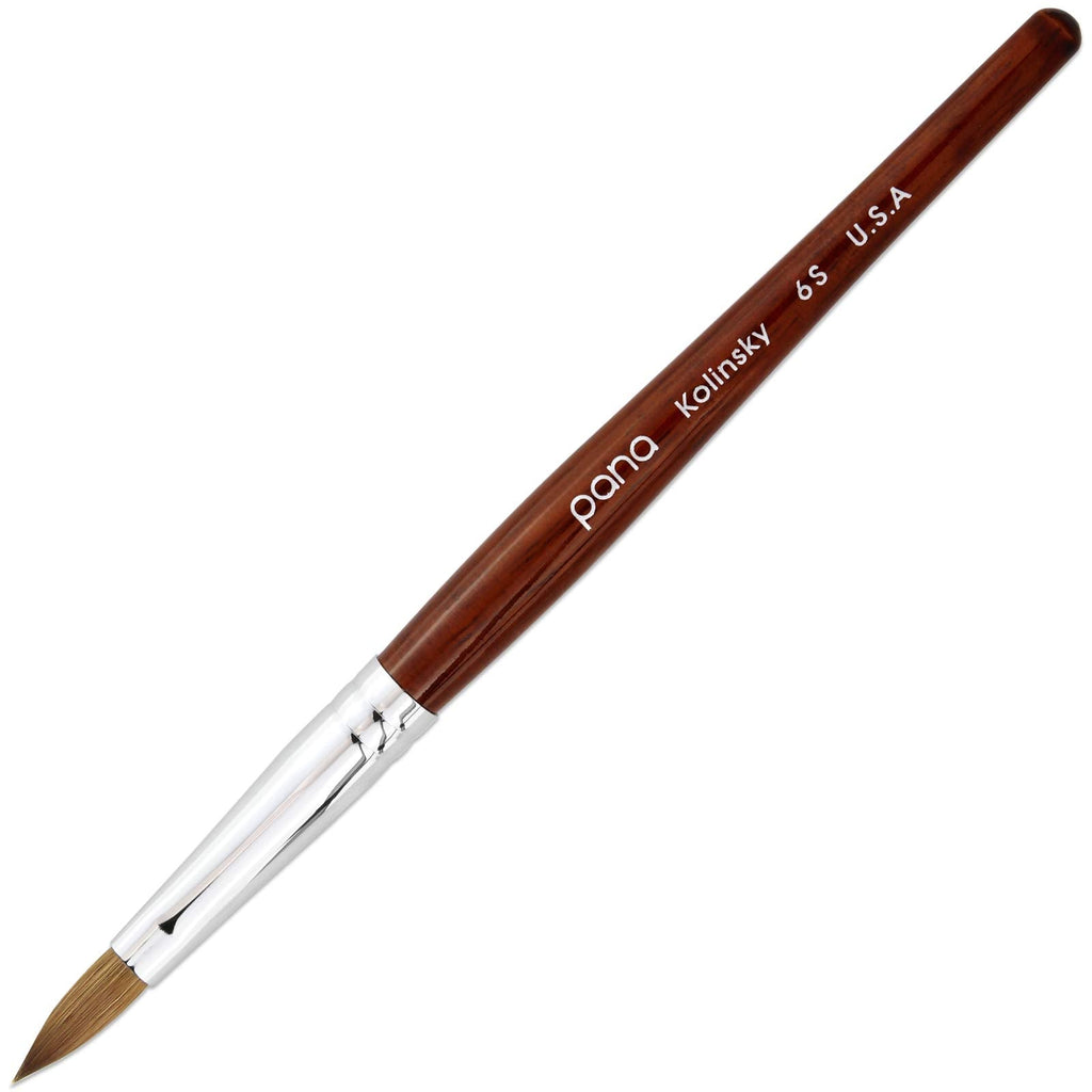 PANA Pure Kolinsky Oval Crimped Acrylic Nail Brush – Size 6, Mahogany Handle