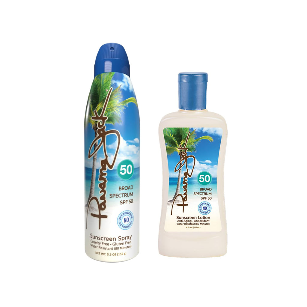 Panama Jack 50-50 Duo Travel Sunscreen SPF 50 — Spray & Lotion Set