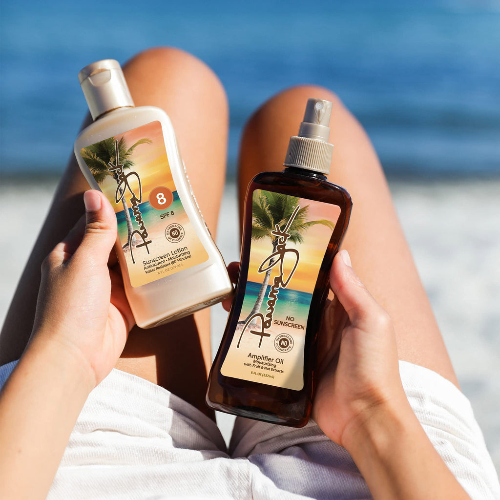 Panama Jack Amplifier Suntan Oil – SPF 0, Light Exotic-Oil Formula, 8 oz (Pack of 6)