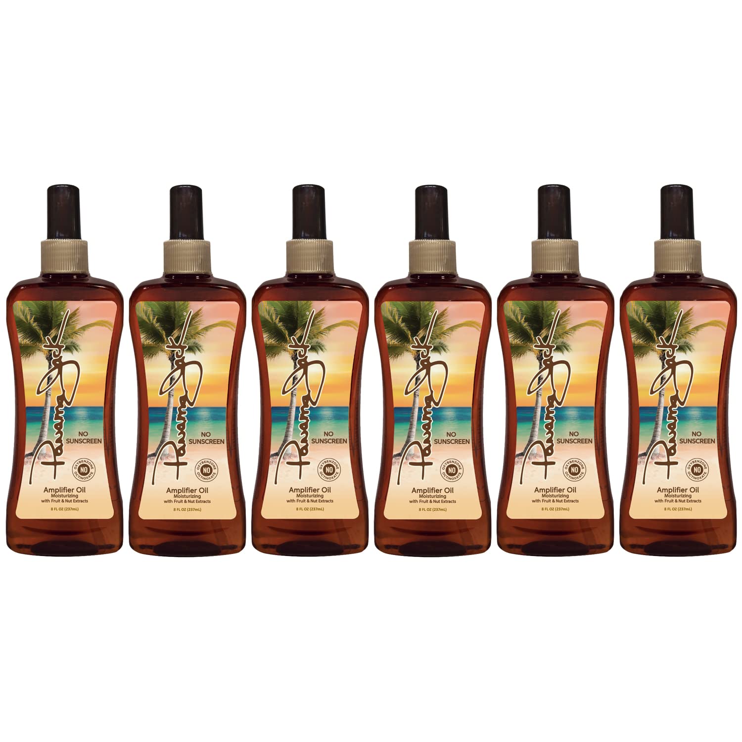 Panama Jack Amplifier Suntan Oil – SPF 0, Light Exotic-Oil Formula, 8 oz (Pack of 6)