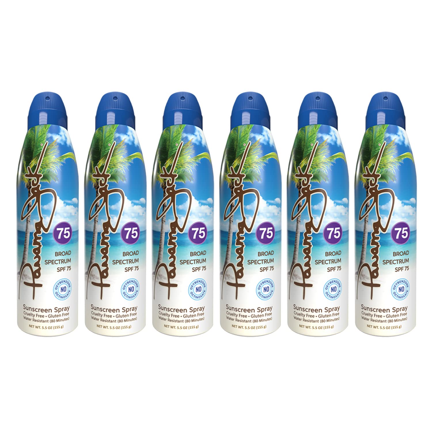 Panama Jack Continuous Spray Sunscreen SPF 75 — Broad Spectrum, Water Resistant (80 Minutes), Pack of 2