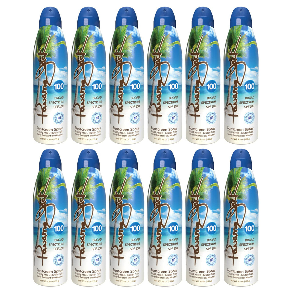 Panama Jack SPF 100 Continuous Spray Sunscreen – Broad Spectrum, Water Resistant 80 Min, 5.5 oz (Pack of 12)