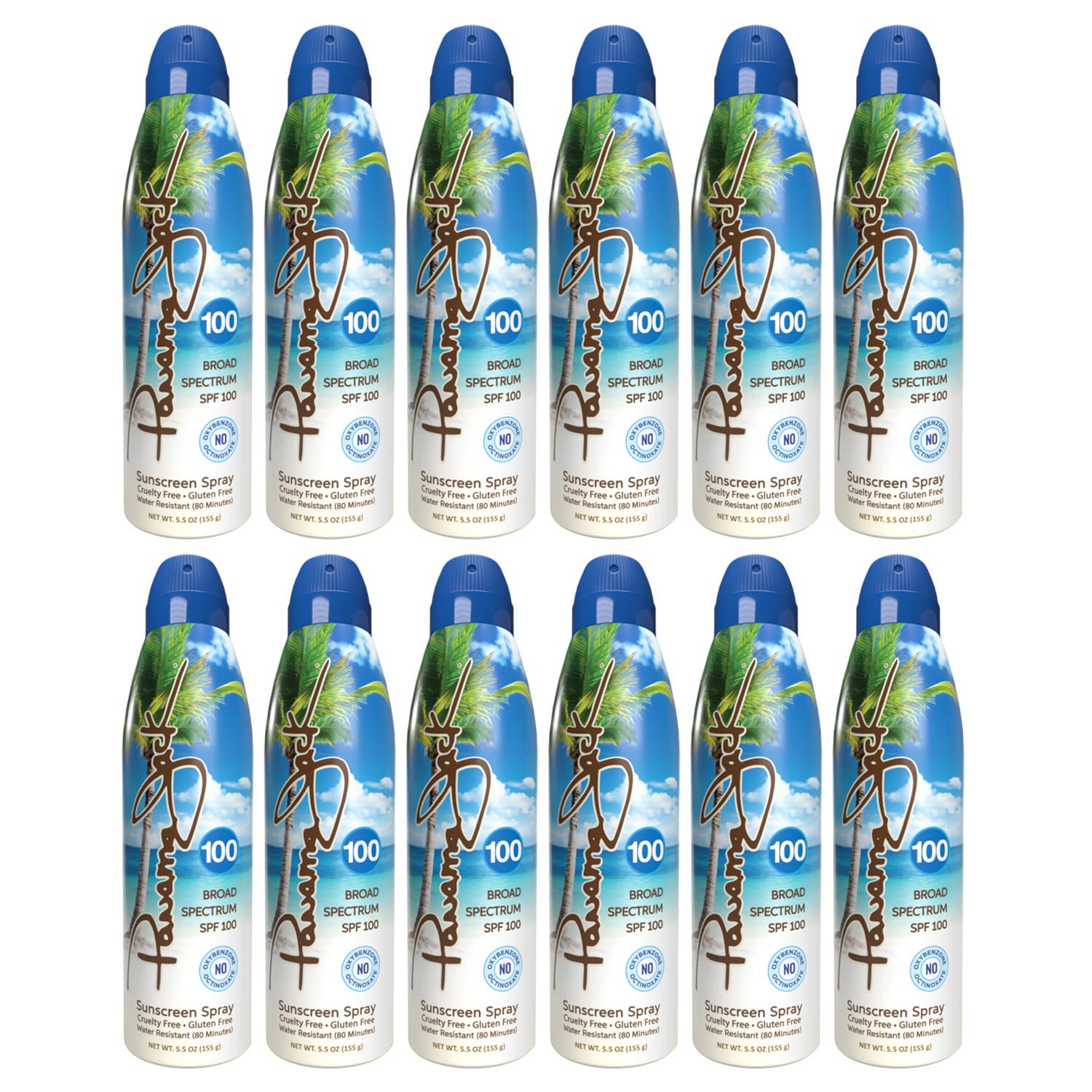 Panama Jack SPF 100 Continuous Spray Sunscreen – Broad Spectrum, Water Resistant 80 Min, 5.5 oz (Pack of 12)
