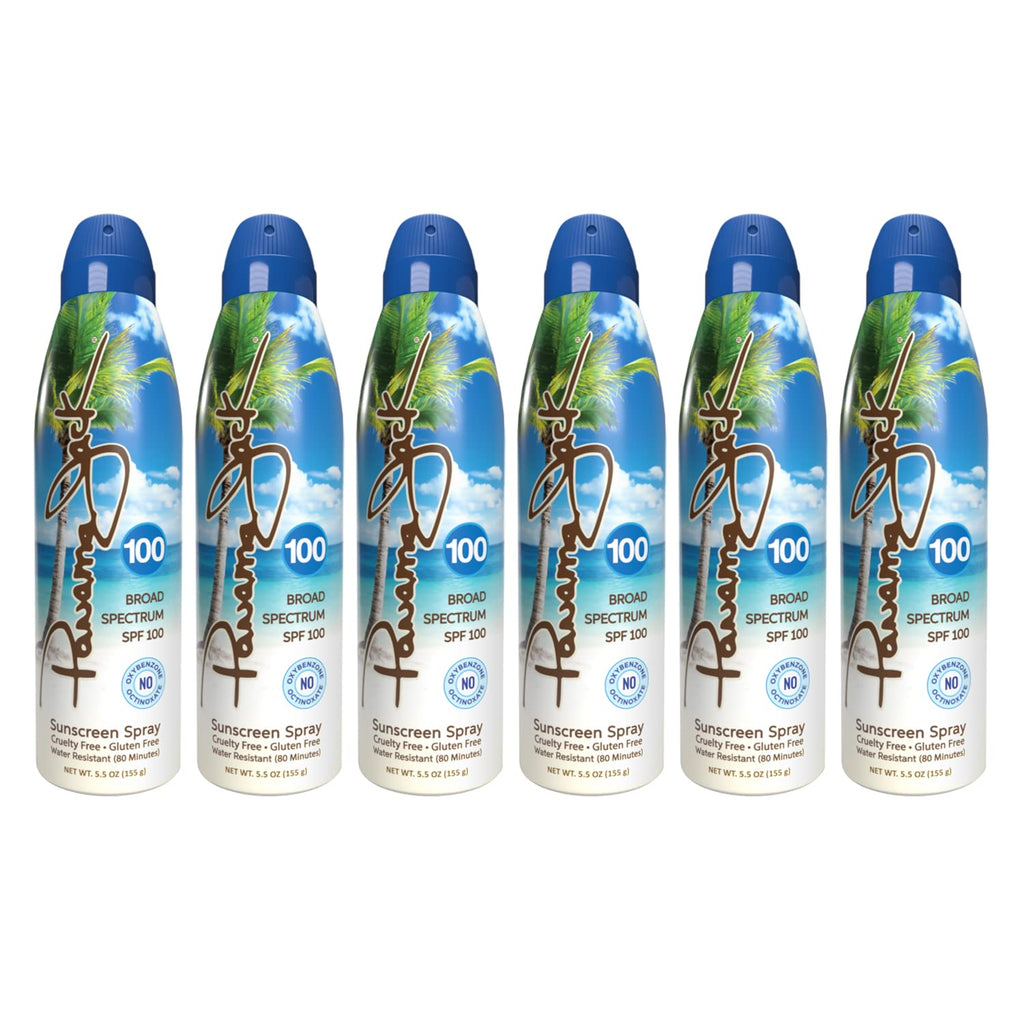 Panama Jack SPF 100 Continuous Spray Sunscreen | Broad Spectrum UVA/UVB, Water Resistant, 6-Pack