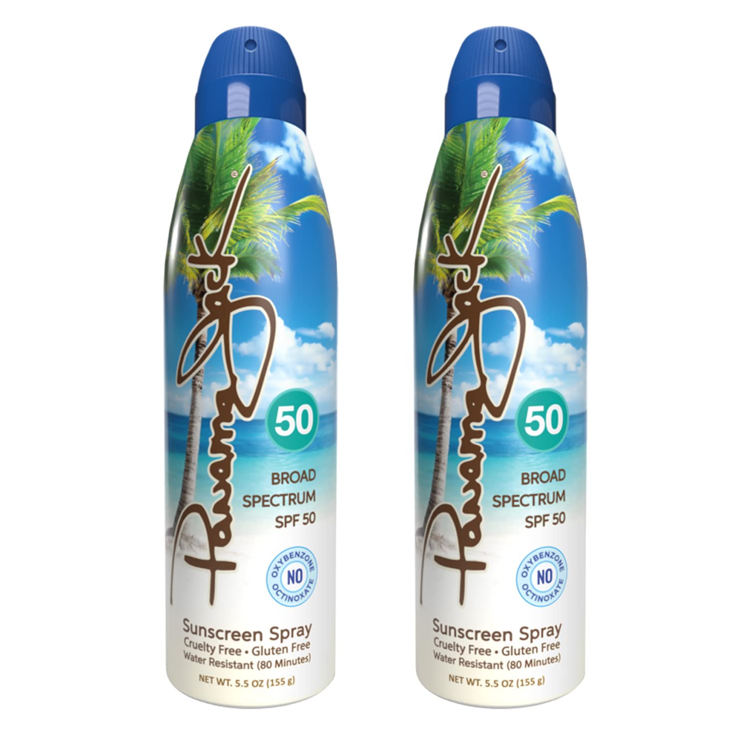 Panama Jack SPF 50 Continuous Spray Sunscreen – Broad Spectrum UVA/UVB, Water-Resistant (80 min), Pack of 2