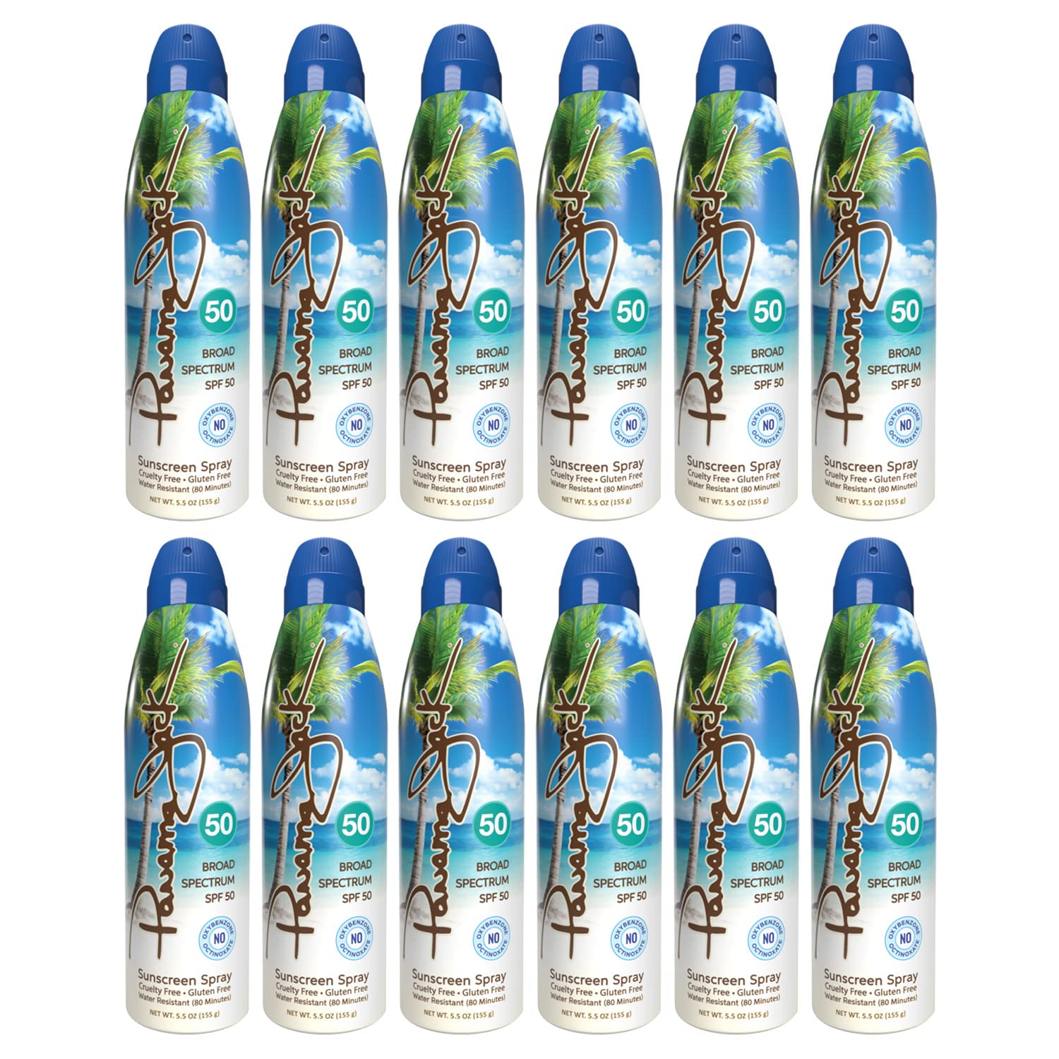Panama Jack Continuous Spray Sunscreen SPF 50 – Broad Spectrum UVA/UVB, Water Resistant (80 min), 5.5 oz (Pack of 12)