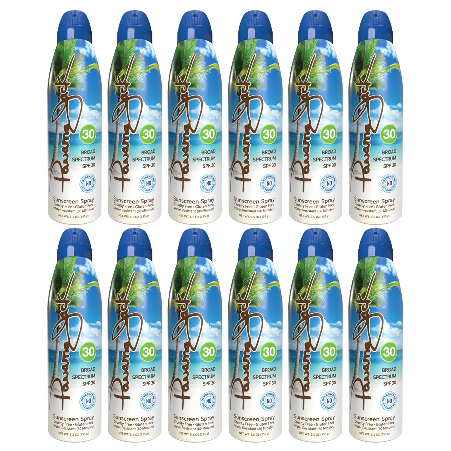 Panama Jack Continuous Spray Sunscreen SPF 30 – Broad Spectrum UVA/UVB, Water Resistant (80 min), 5.5 oz, Pack of 12