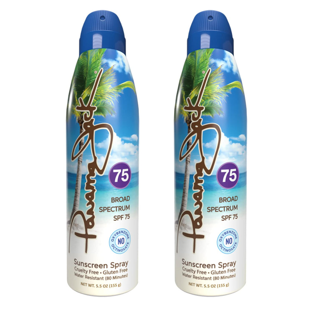 Panama Jack Continuous Spray Sunscreen SPF 75 — Broad Spectrum, Water Resistant (80 Minutes), Pack of 2
