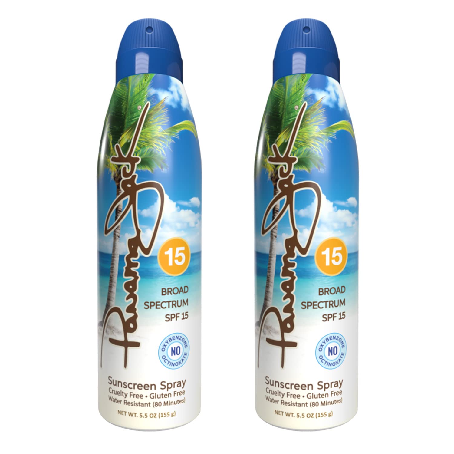 Panama Jack Continuous Spray SPF 15 Sunscreen – Broad Spectrum UVA/UVB, Water Resistant 80 Minutes, 5.5 oz x6