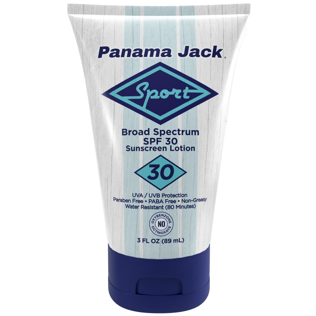 Panama Jack Sport Sunscreen Lotion SPF 30 – Non-Greasy Broad Spectrum, Reef Friendly, 3 oz (Pack of 6)