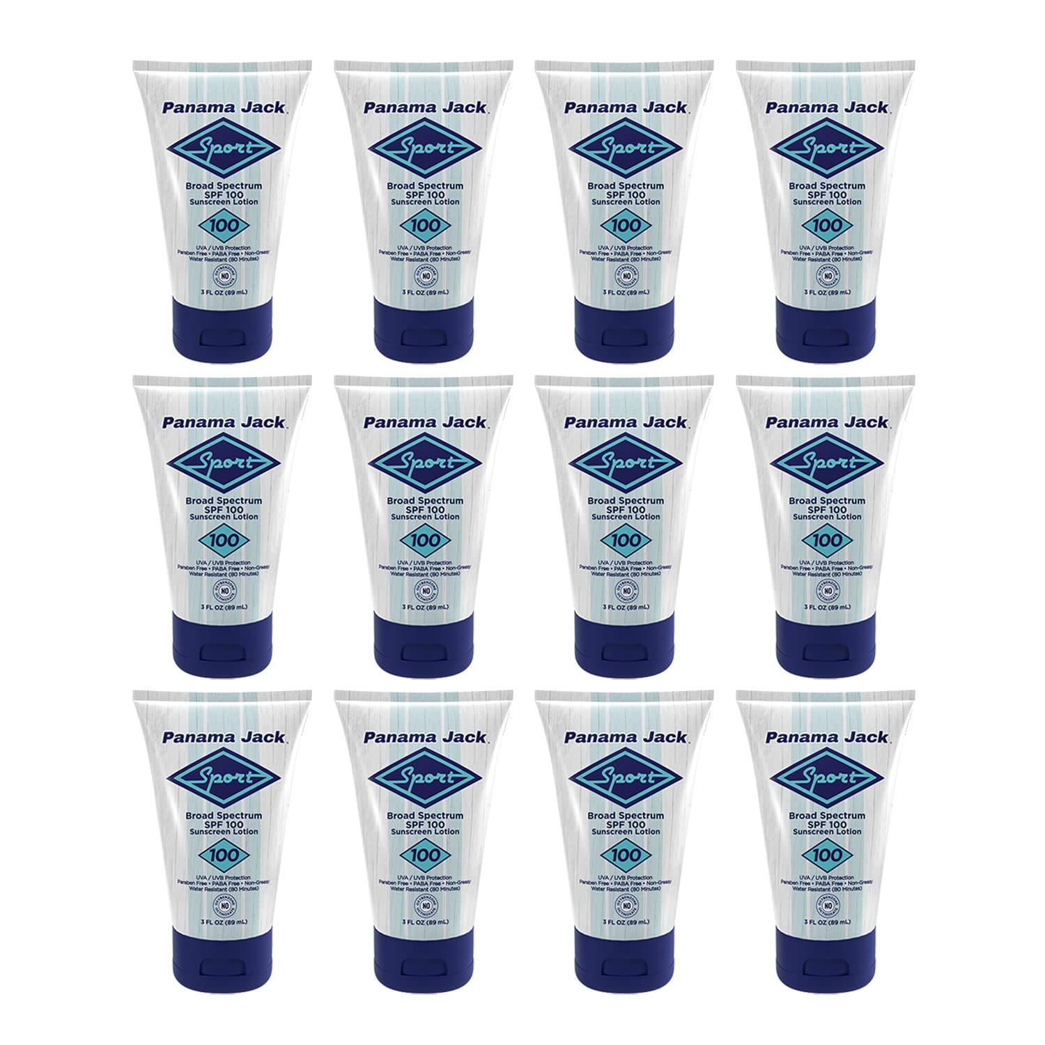 Panama Jack Sport Sunscreen Lotion SPF 100 - Non-Greasy, Water-Resistant, Cruelty-Free, 3 oz (Pack of 12)