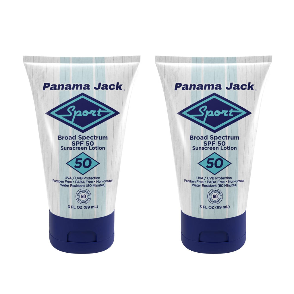 Panama Jack Sport Sunscreen Lotion SPF 50 – Broad Spectrum, Non-Greasy, Cruelty-Free, Pack of 2 (3 oz each)