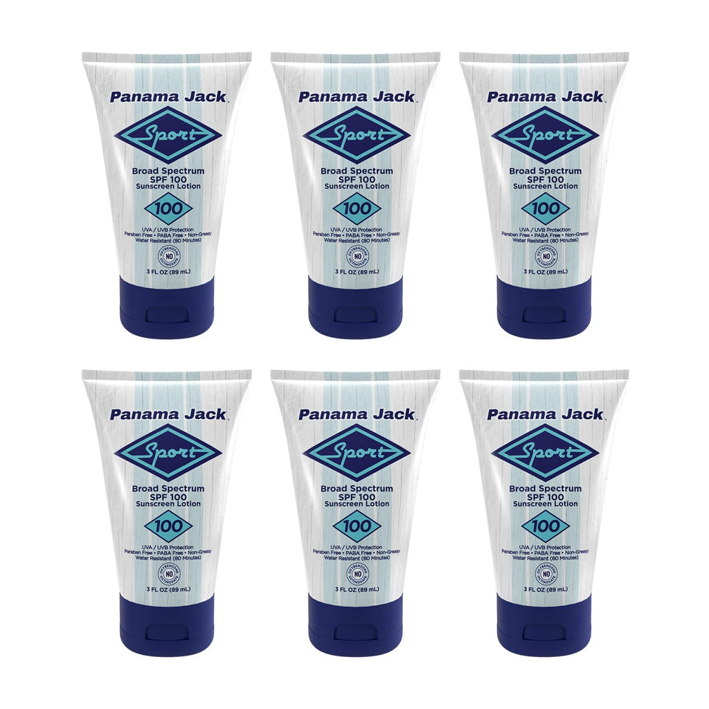 Panama Jack Sport Sunscreen Lotion SPF 100 – Broad Spectrum UVA/UVB, Non-Greasy, Cruelty-Free, 3 FL OZ (Pack of 2)