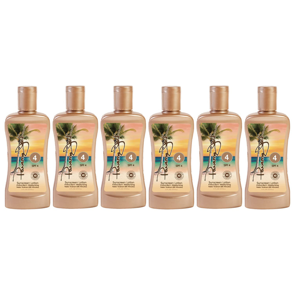 Panama Jack Sunscreen Tanning Lotion SPF 4 – Cruelty Free, Antioxidant Moisturizing (6 oz) Pack of 6