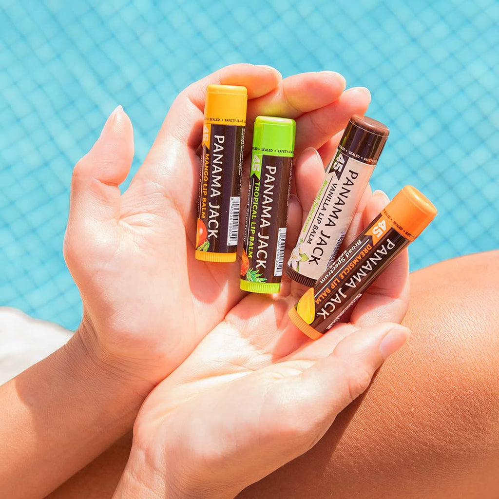 Panama Jack Sunscreen Lip Balm SPF 45 – Mango, 12-Pack | Broad Spectrum UVA/UVB, Non-Waxy & Hydrating