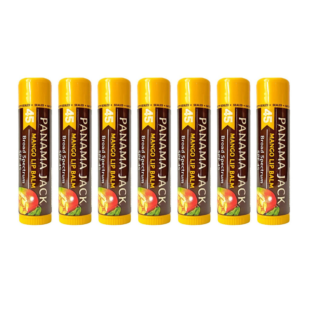 Panama Jack Sunscreen Lip Balm SPF 45 | Broad Spectrum Lip Protection | Mango Flavor – 7-Pack