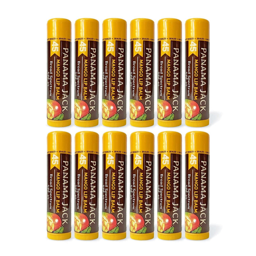 Panama Jack Sunscreen Lip Balm SPF 45 – Mango, 12-Pack | Broad Spectrum UVA/UVB, Non-Waxy & Hydrating