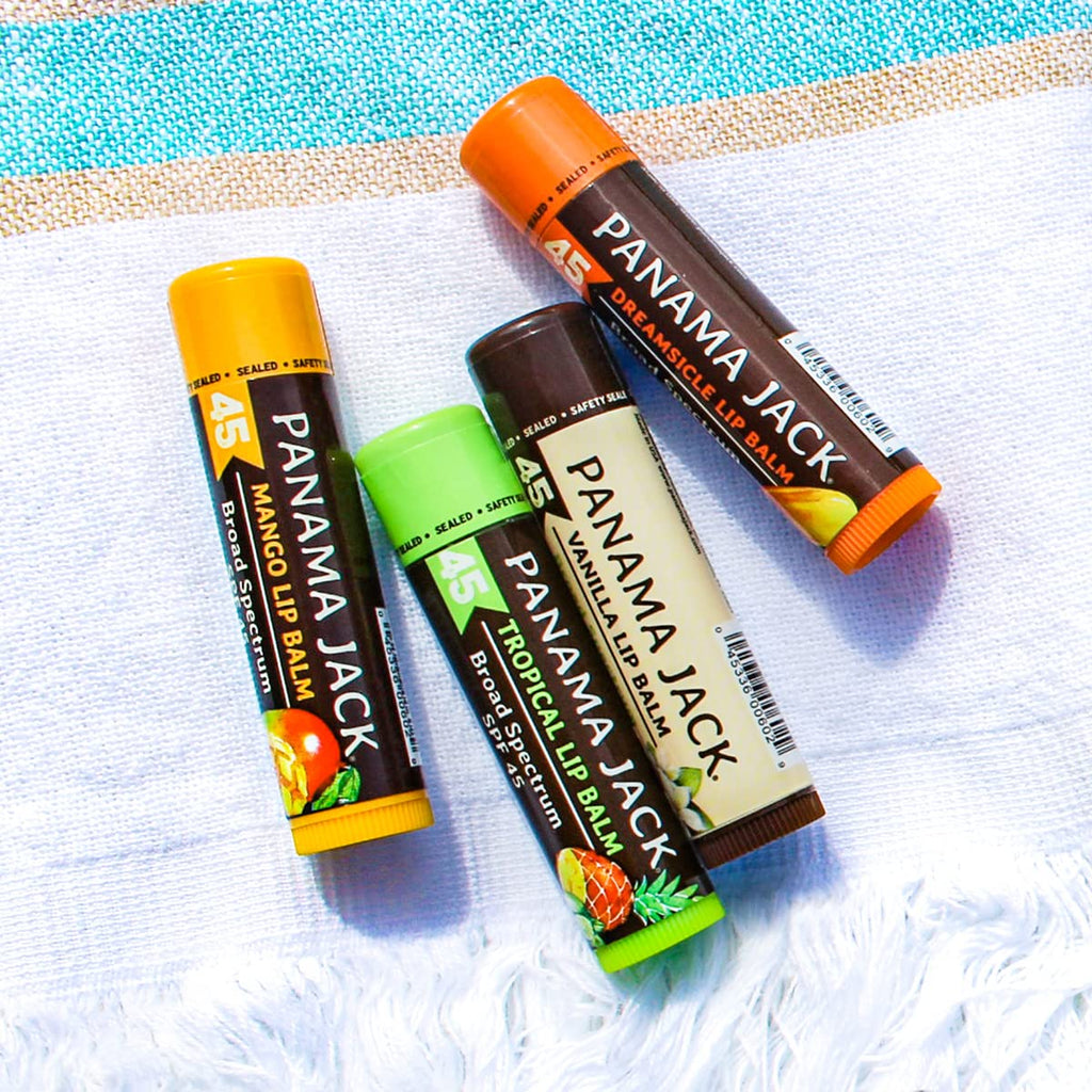 Panama Jack Sunscreen Lip Balm SPF 45 — Four-Flavor Pack