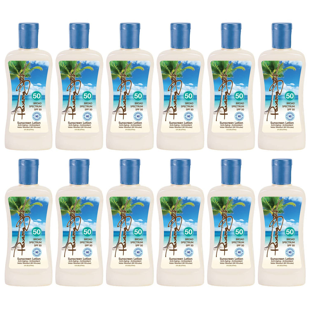 Panama Jack SPF 50 Sunscreen Lotion — Broad Spectrum UVA/UVB, Cruelty Free, Gluten & Paraben Free, 6 oz (Pack of 12)