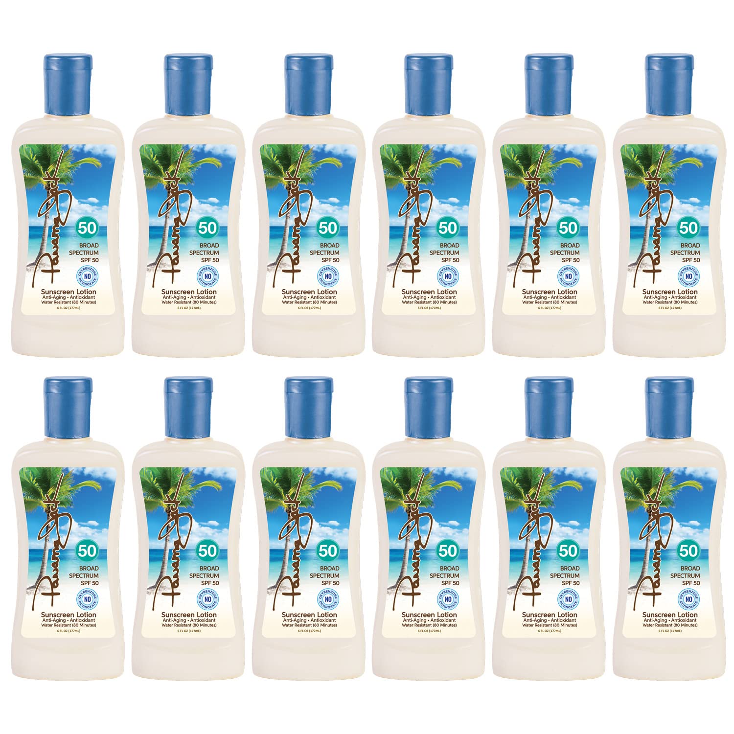 Panama Jack SPF 50 Sunscreen Lotion — Broad Spectrum UVA/UVB, Cruelty Free, Gluten & Paraben Free, 6 oz (Pack of 12)