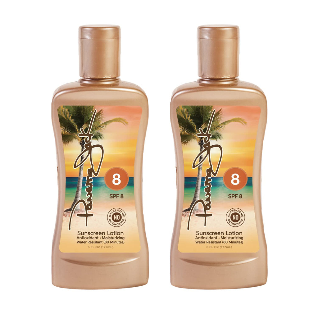 Panama Jack Sunscreen Tanning Lotion SPF 8 – 6 oz Bottles, Pack of 6, Cruelty-Free & Reef-Friendly