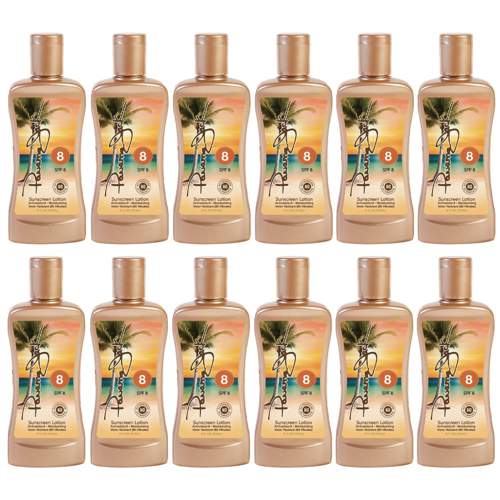 Panama Jack Sunscreen Tanning Lotion SPF 8 – 6 oz Bottles, Pack of 6, Cruelty-Free & Reef-Friendly