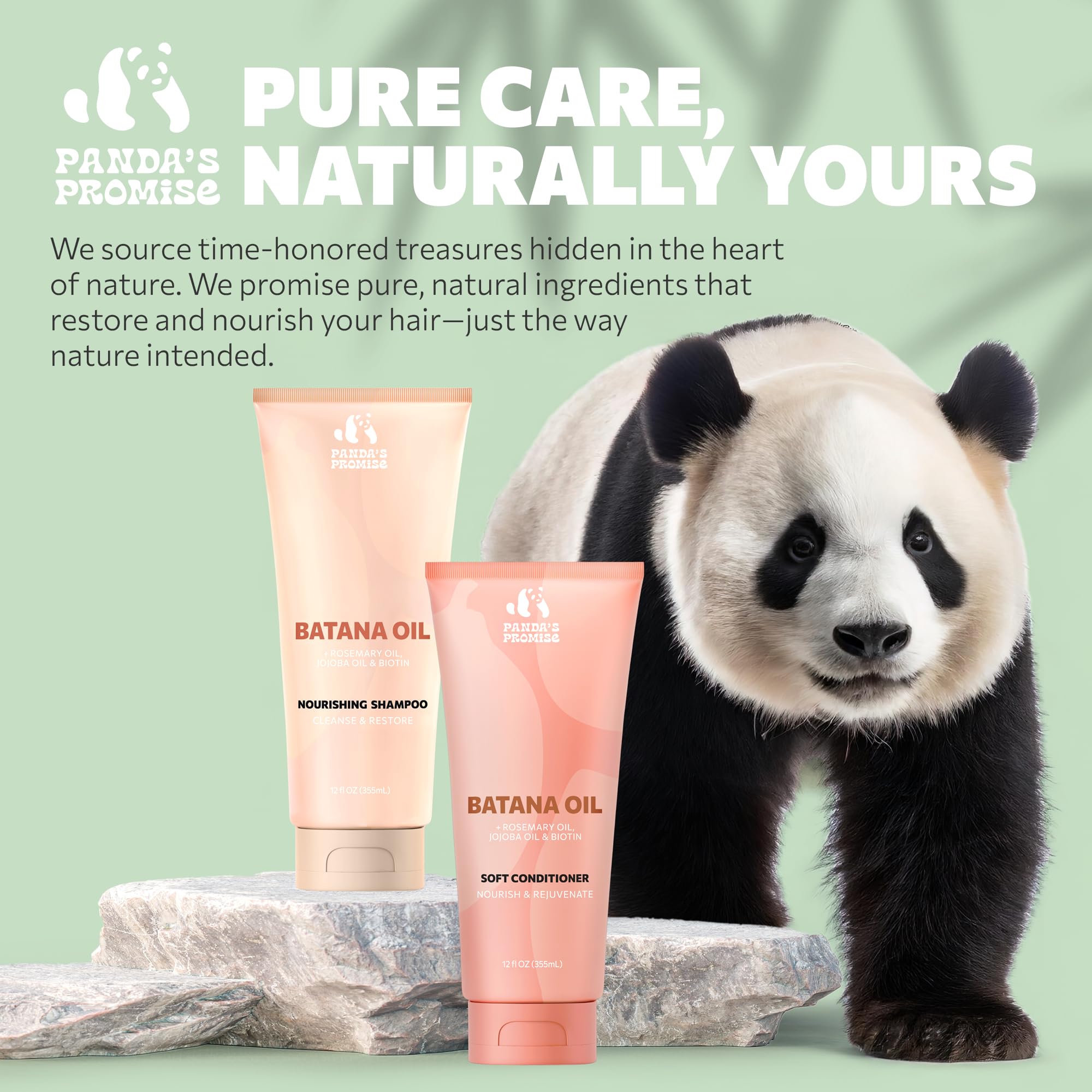 Panda's Promise Batana Oil Shampoo & Conditioner Set – Sulfate-Free Haircare for All Hair Types