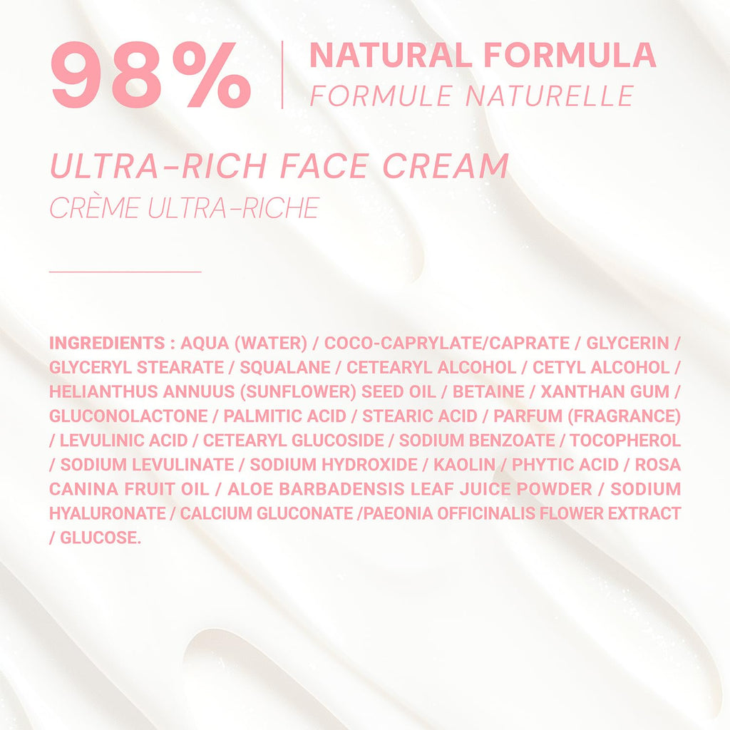 Panier des Sens Radiant Peony Ultra Rich Face Cream – 1.7 oz, 48H Hydration & Regeneration, 99% Natural, Made in France, Vegan