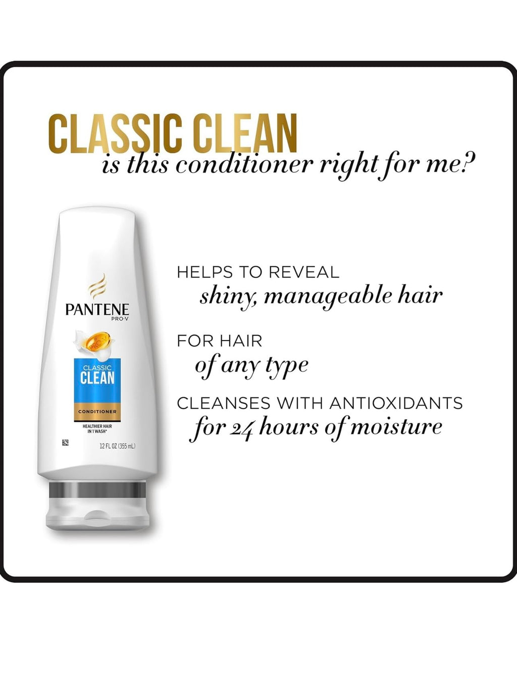Pantene Classic Clean Conditioner Twin Pack – 2 x 24 oz Bottles | Pro-V Hydration