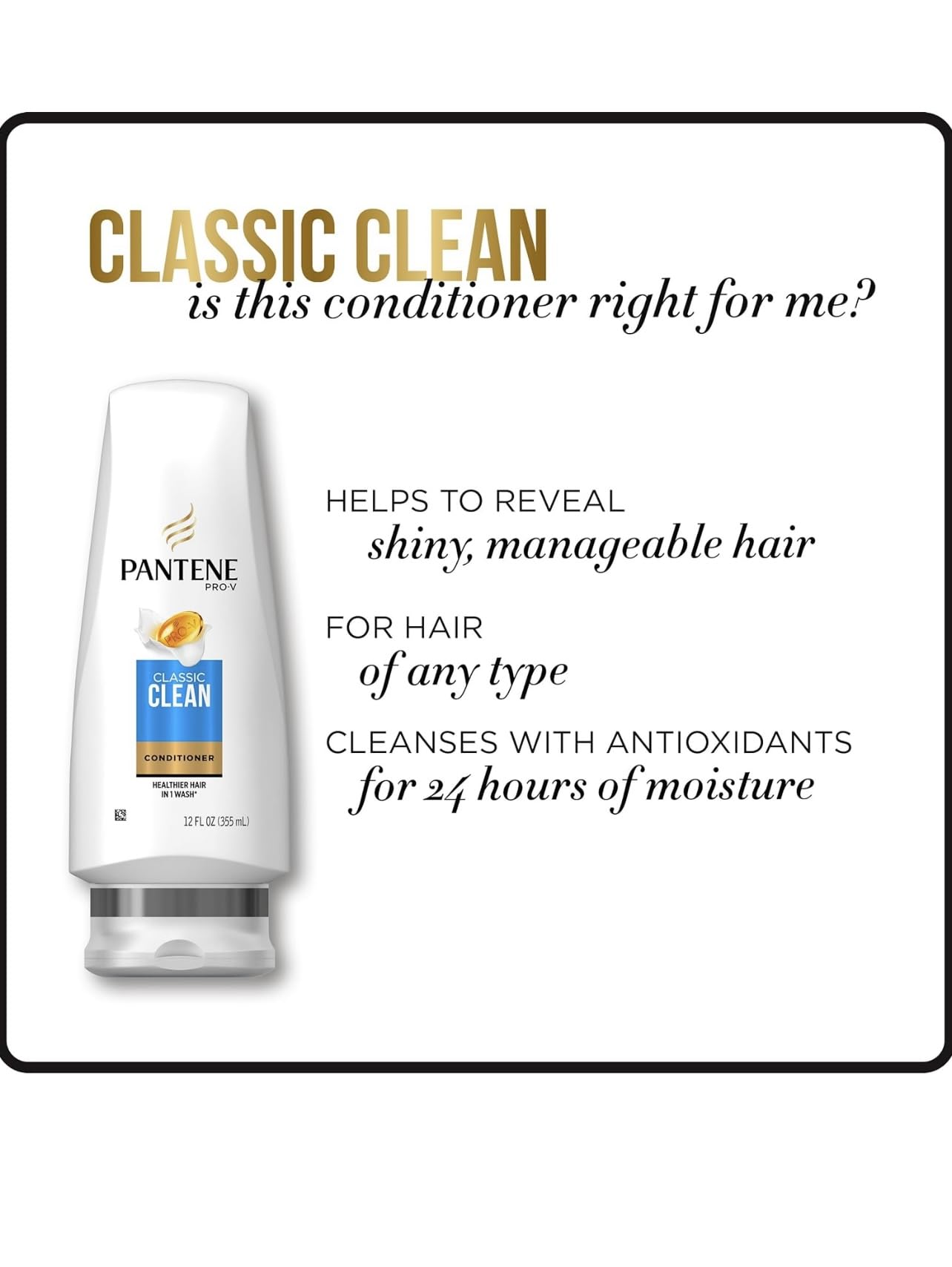 Pantene Classic Clean Conditioner Twin Pack – 2 x 24 oz Bottles | Pro-V Hydration