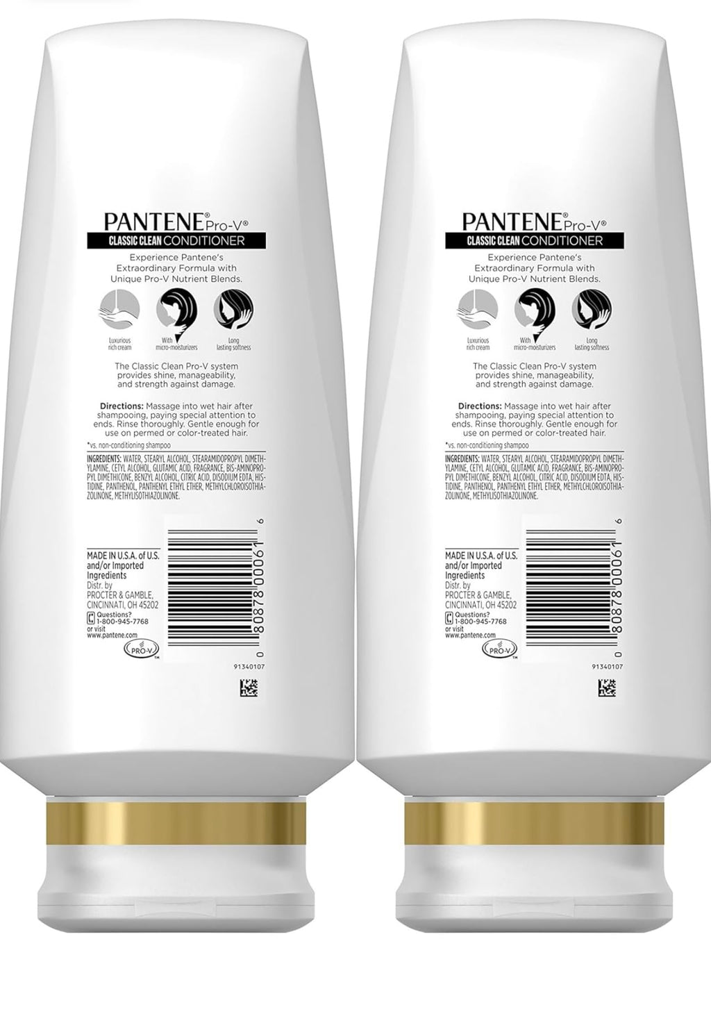 Pantene Classic Clean Conditioner Twin Pack – 2 x 24 oz Bottles | Pro-V Hydration