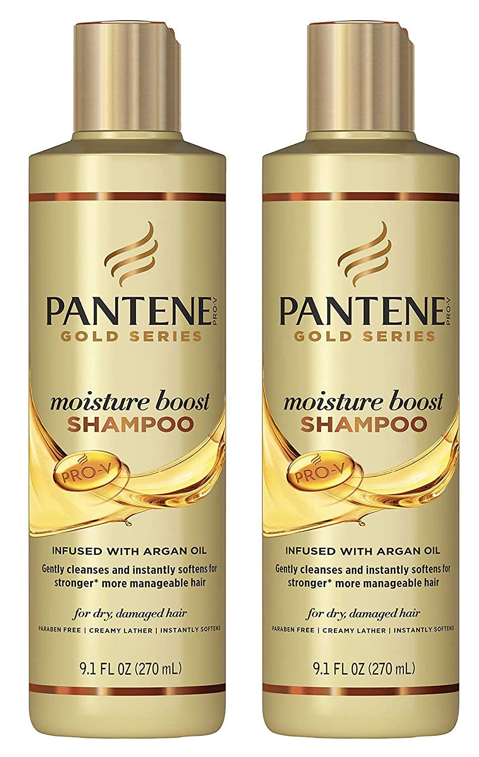 Pantene Gold Series Shampoo Moisture Boost – 9.1 oz Bottle (Pack of 2)