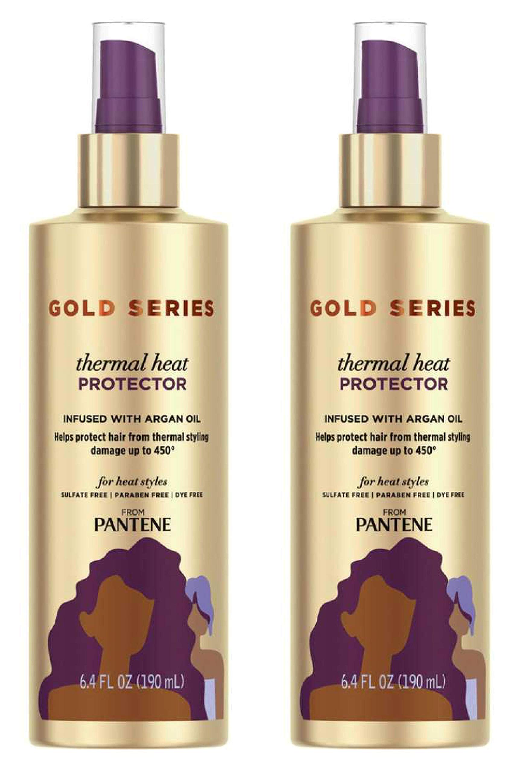 Pantene Gold Series Thermal Heat Protector 6.4 oz Pump (2-Pack) | Argan Oil, Paraben & Sulfate Free