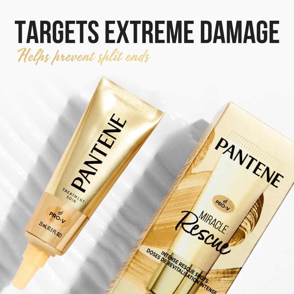 Pantene Miracle Rescue Shots Hair Mask — Intensive Repair Treatment Twin Pack (4 x 0.5 oz)