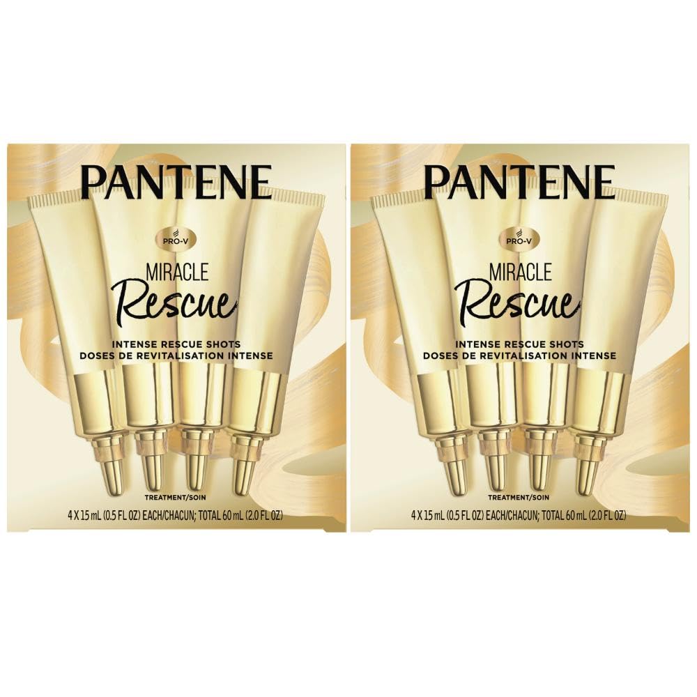 Pantene Miracle Rescue Shots Hair Mask — Intensive Repair Treatment Twin Pack (4 x 0.5 oz)