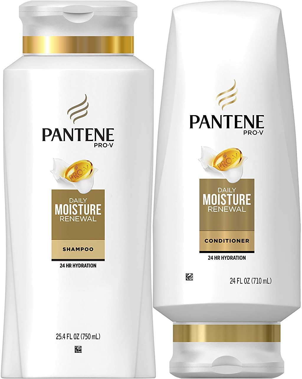 Pantene Moisturizing Shampoo 25.4 oz + Silicone-Free Conditioner 24 oz Bundle – Daily Moisture Renewal (Packaging May Vary)