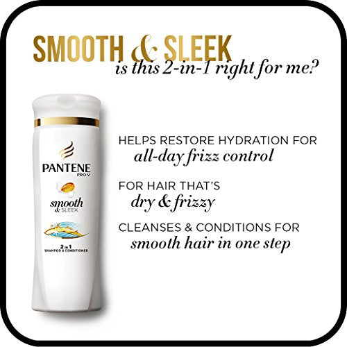 Pantene Pro-V Smooth & Sleek 2-in-1 Shampoo & Conditioner, 12.6 fl oz (Packaging May Vary)