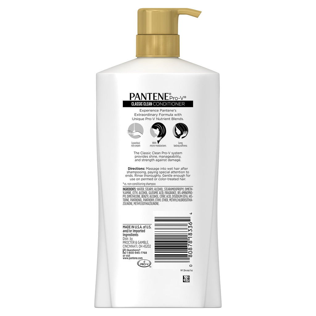 Pantene Pro-V Classic Clean Conditioner – 28.9 fl oz | Gentle Daily Hydration for All Hair Types