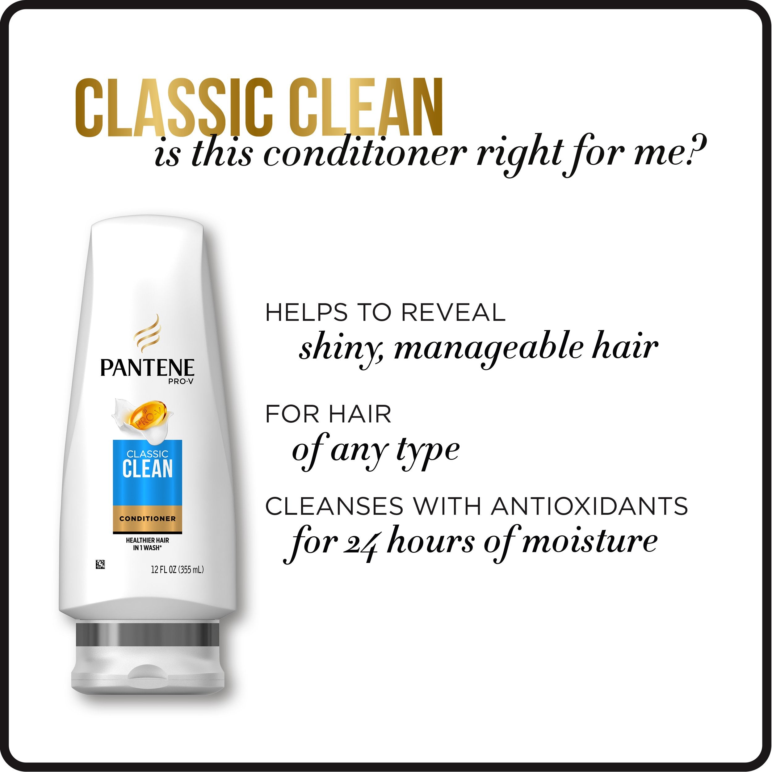 Pantene Pro-V Classic Clean Conditioner – 28.9 fl oz | Gentle Daily Hydration for All Hair Types