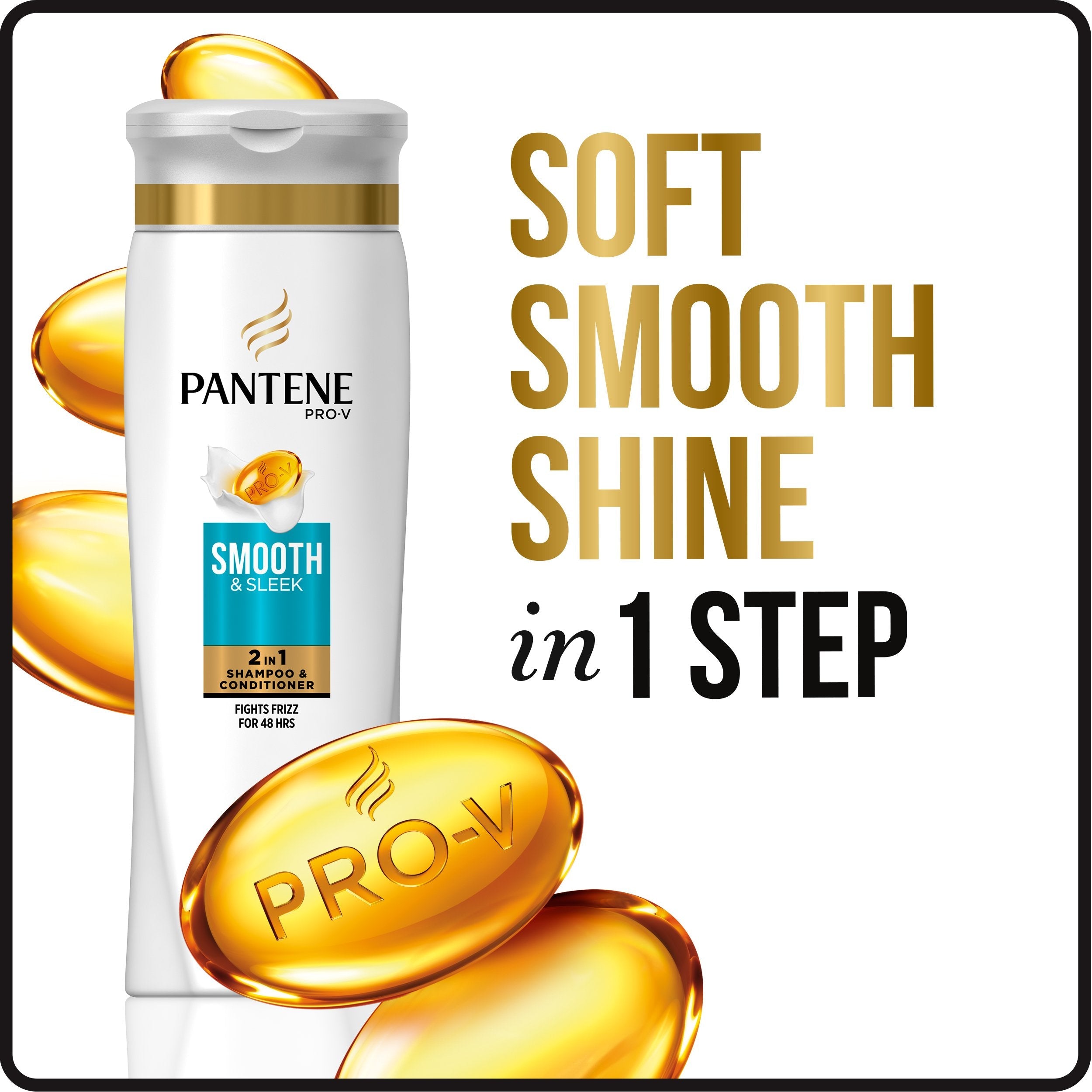 Pantene Pro-V Smooth & Sleek 2-in-1 Shampoo & Conditioner, 12.6 fl oz (Packaging May Vary)