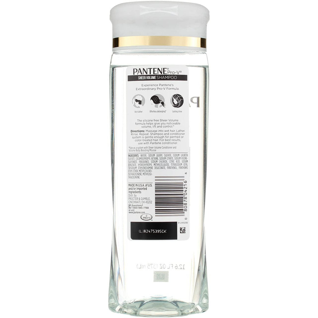 Pantene Pro-V Sheer Volume Silicone-Free Shampoo – Pack of 3 | Volumizing Shampoo for Fine Hair